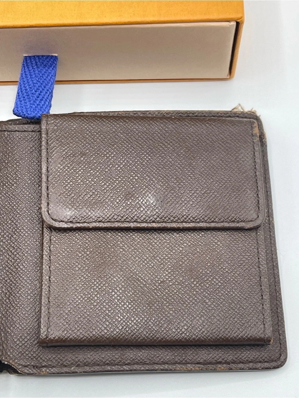 Louis Vuitton Damier Ebene Men’s Marco Bifold Wallet Hot Stamped Used LV